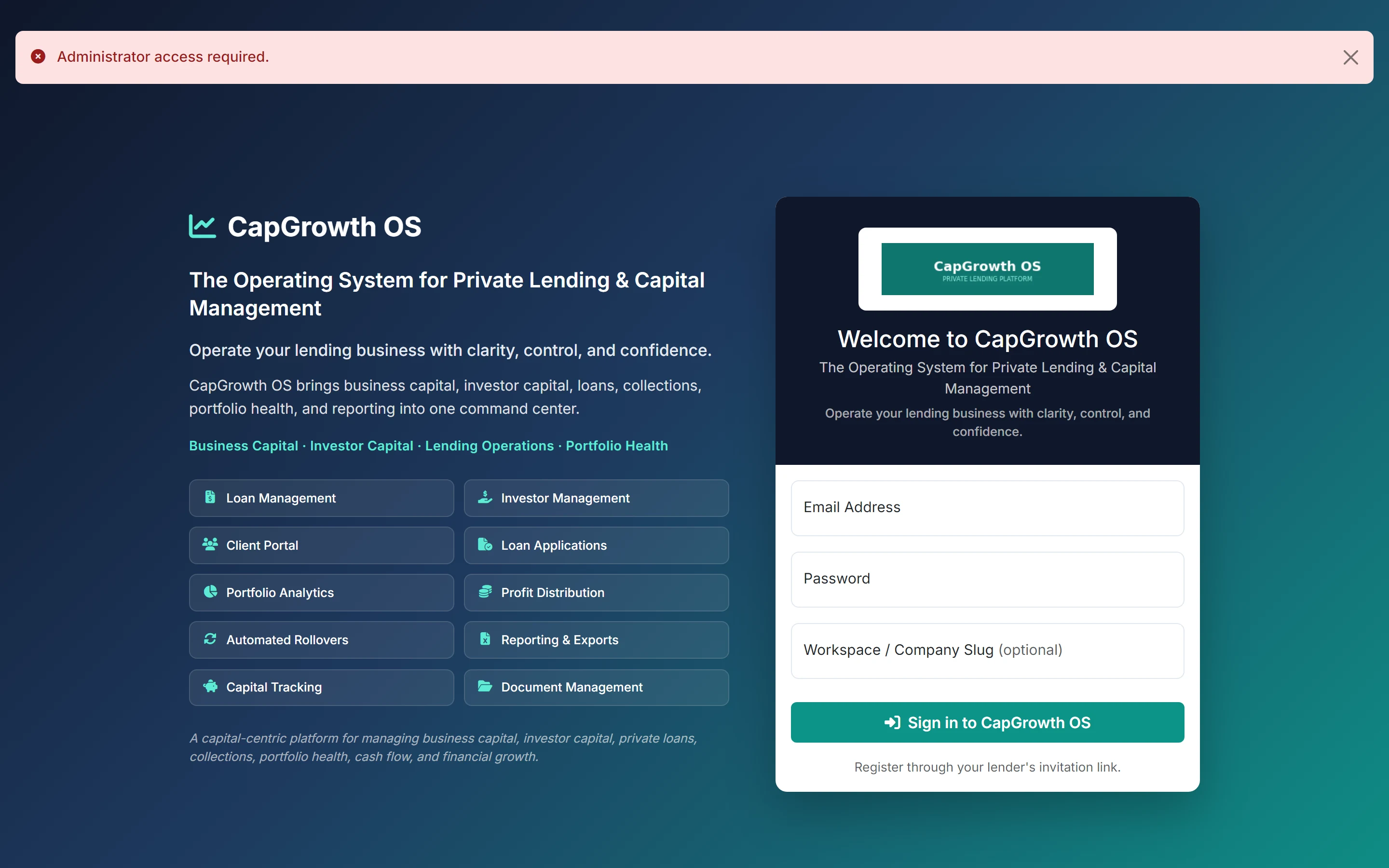 CapGrowth OS Loan Products catalog from Reference Enterprise