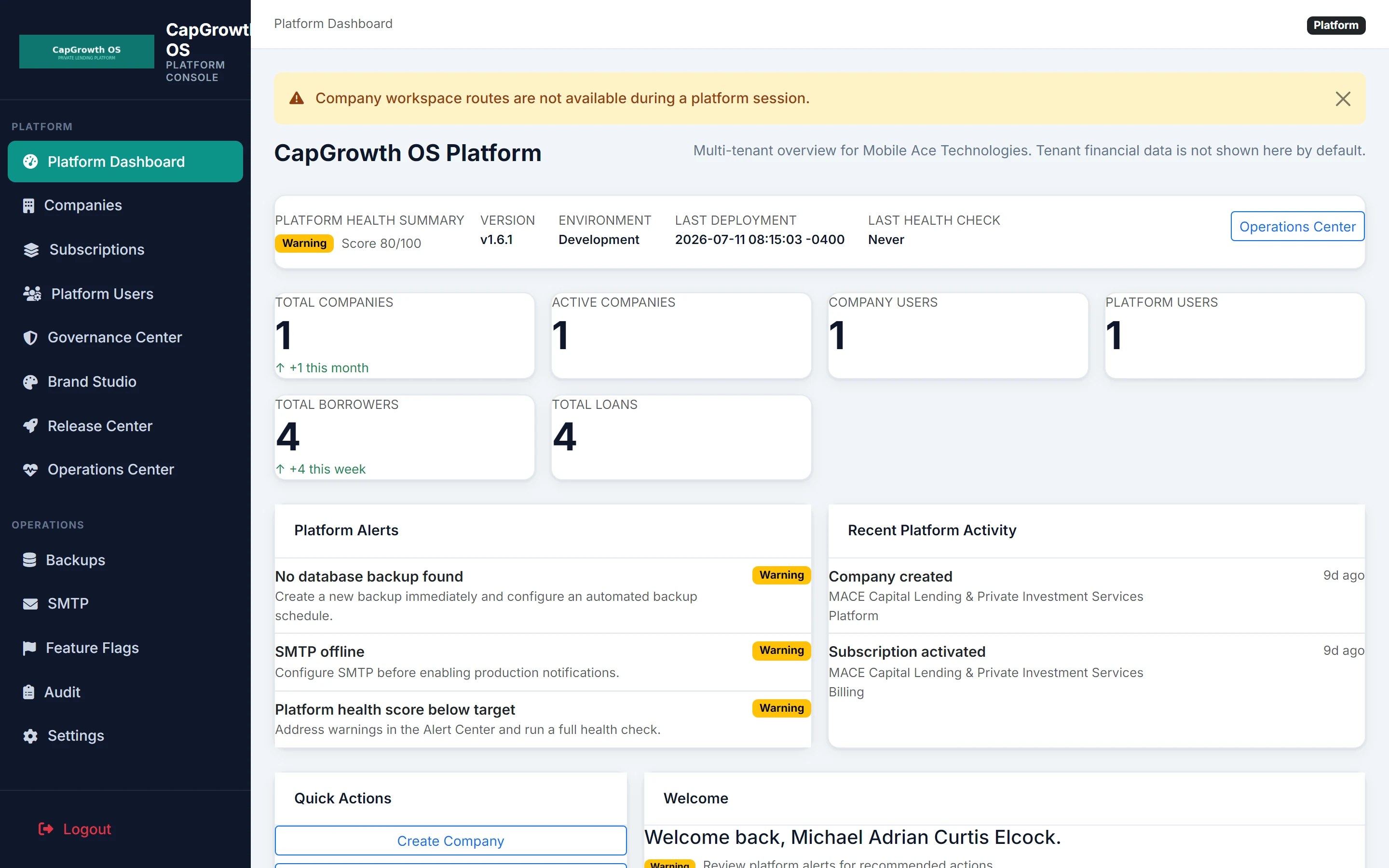 CapGrowth OS Payment Engine ledger and payment history from Reference Enterprise